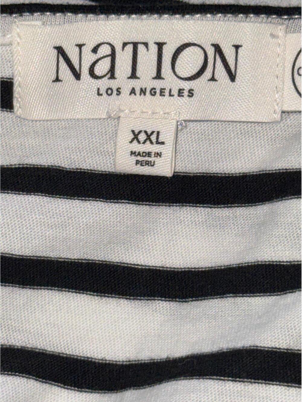 Nation LA Striped Puff Sleeve Boat Neck Top White Black XXL NWT - Picture 5 of 5